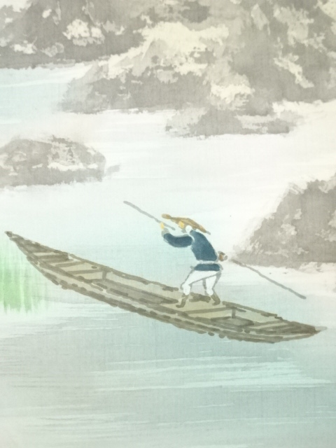 道具 ] - 道具 梅月筆 彩色山水 肉筆絹本掛軸 | ネットショップ圭